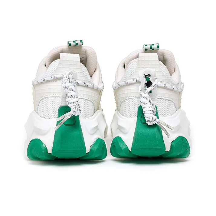 Violentbear Cushioning, Slip Resistant, And Abrasion Resistant Low Top Chunky Sneakers Unisex White Green-3