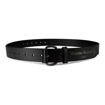 Vivienne Westwood Solid Color Decoration Pin Buckle Leather Belts Men's Black