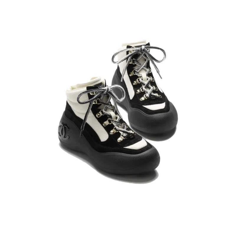 CHANEL High Top Casual Shoes Women's Ivory White And Black-2