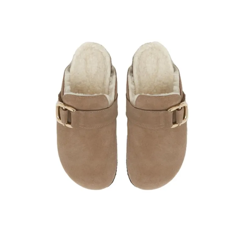 FLATTERED Cora Closed Toe Slippers 1cm Women's Brown Beige-3