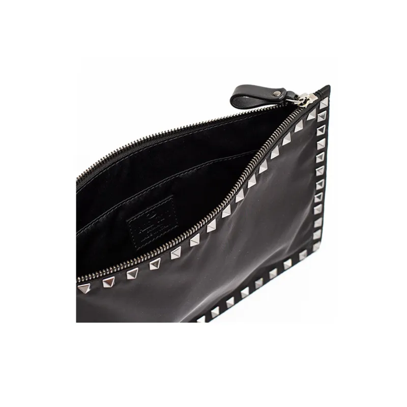 Valentino Nylon Coin Purse Clutch Regular Men's Black-3