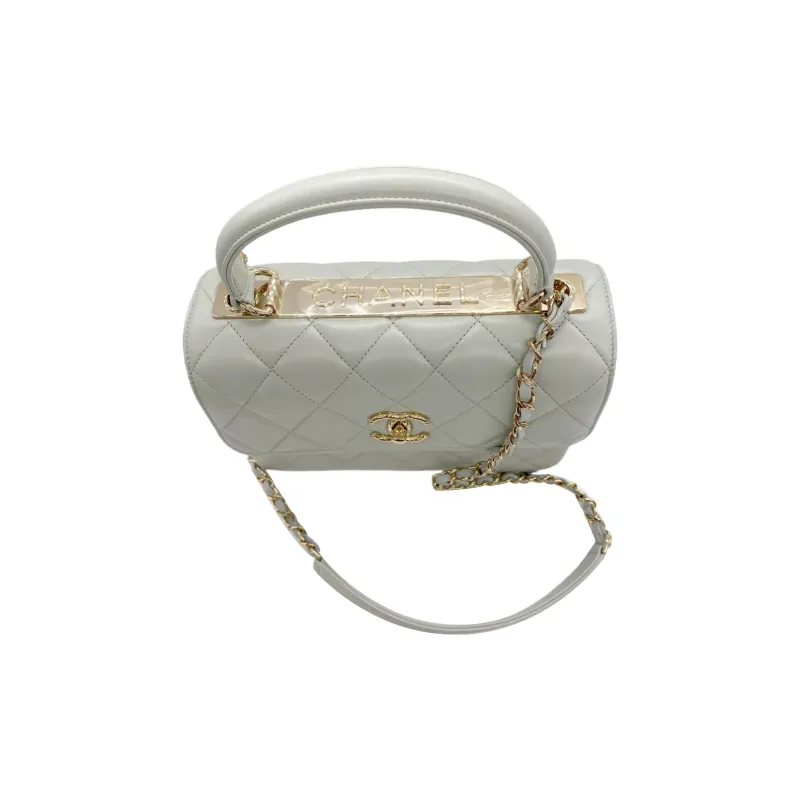CHANEL Trendy Cc Lambskin Flap Bag, One Shoulder Handbag, Crossbody Bag Women's Light Gray Green-3