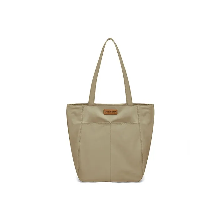 MAKEUP KITTEN Nylon Fabric Shoulder Bag Large Size Women's Light Apricot-1