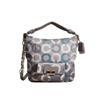 COACH Kristin Fabric Hobo Bag Shoulder Bag Crossbody Bag Handbag Large Size Women's Gray