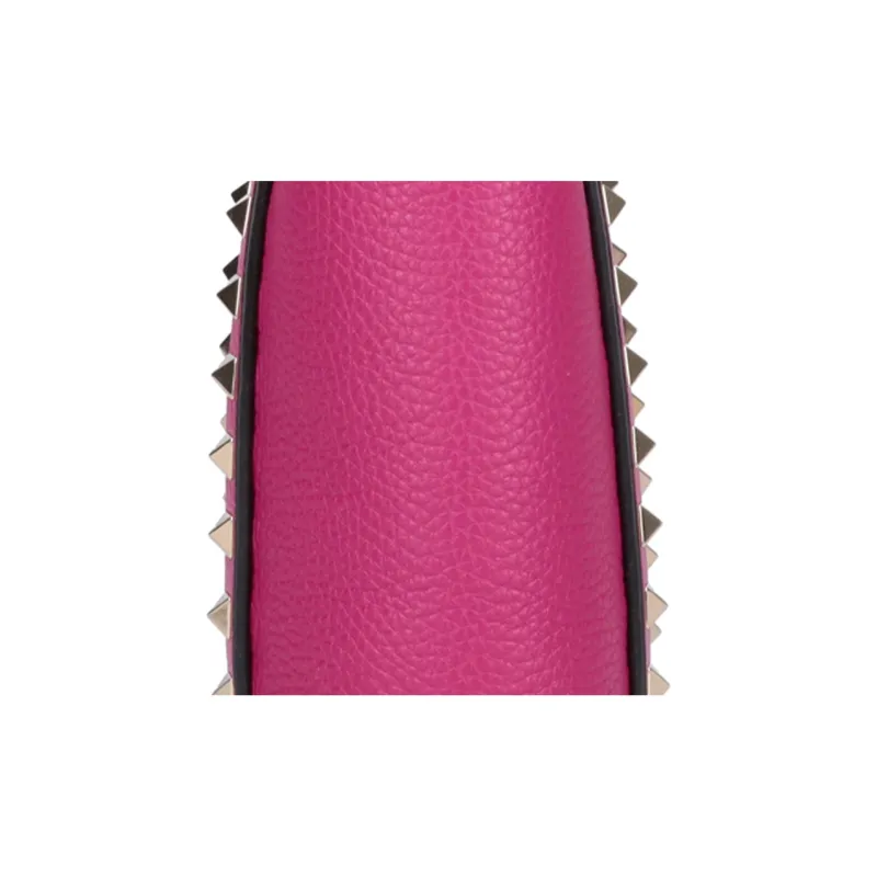 Valentino Rockstud Grained Leather Tote Bag Shopping Bag Shoulder Bag Crossbody Bag Handbag Mini Women's Pink-4