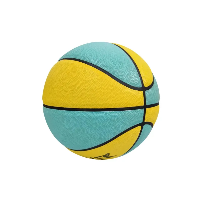 PUSHOVER PU Basketball Cyan Yellow Size 7 Training Unisex-3