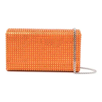 AMINA MUADDI Satin Crystal Portable Clutch Extra Mini Women's Orange