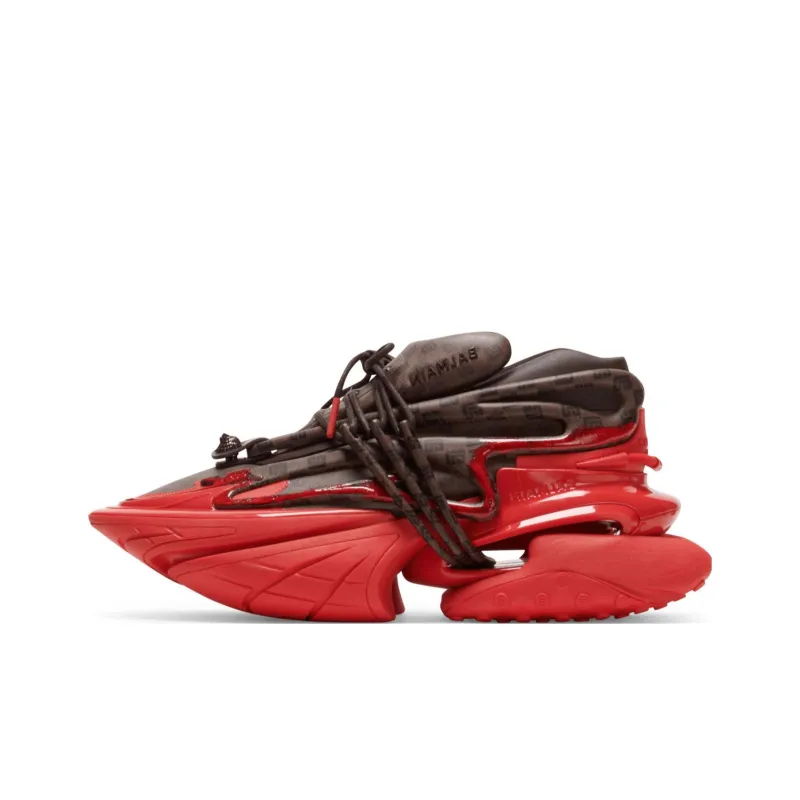 BALMAIN Unicorn Low 'Monogram - Brown Red'-0