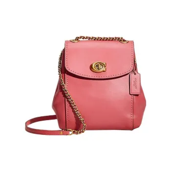 COACH Parker Leather Shoulder Bag, Crossbody Bag, Backpack Small Size Women's Brass/Multicolor Paper Shred Pink