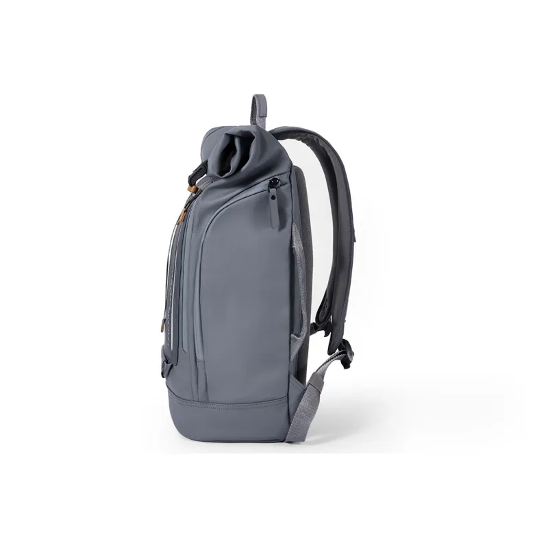 NAYO SMART PU With Nylon Backpack Medium Size Unisex Gray/Brown-3