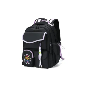 V.NINE Fabric 15-Inch Backpack For Girls Back To School Large Size Women's Creamy/Black Night Purple