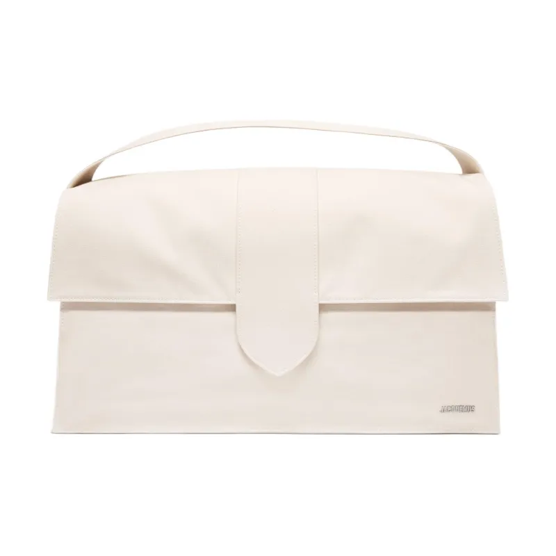 Jacquemus Cotton With Cow Leather Shoulder Bag Crossbody Bag Handbag Extra Large Men's Ecru-0
