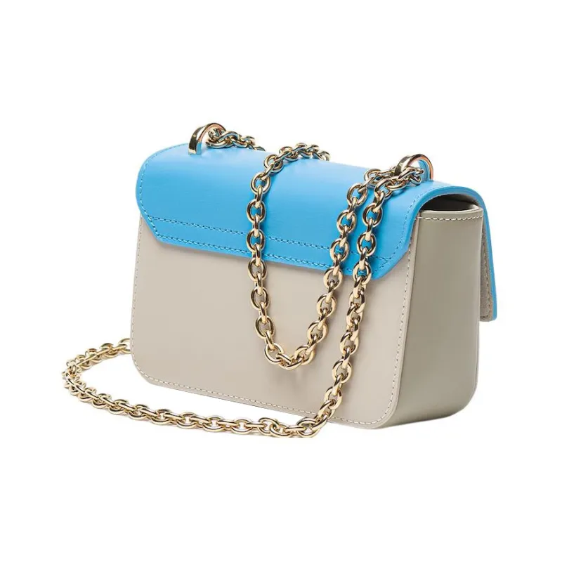 Furla Metropolis Collection Leather Shoulder Bag Crossbody Bag Mini Women's Blue/White-2