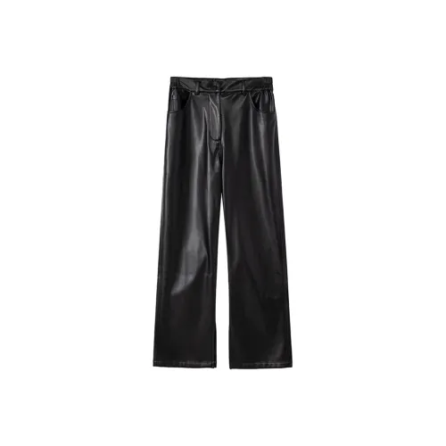 PLUSONEONE+ Leather Pants Women's Night Black