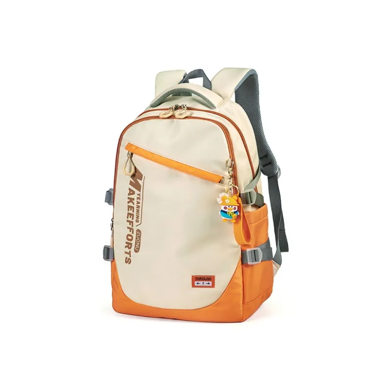 ZUONU Oxford Backpack Large Size Unisex Greige/Cherry Blossom Pink/Dusty Pink/Black Gray Color/Vibrant Orange-20