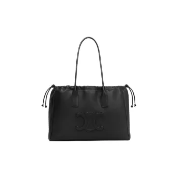 CELINE Cabas Grained Calfskin Tote Bag Shopping Bag Handbag Regular Women's Black