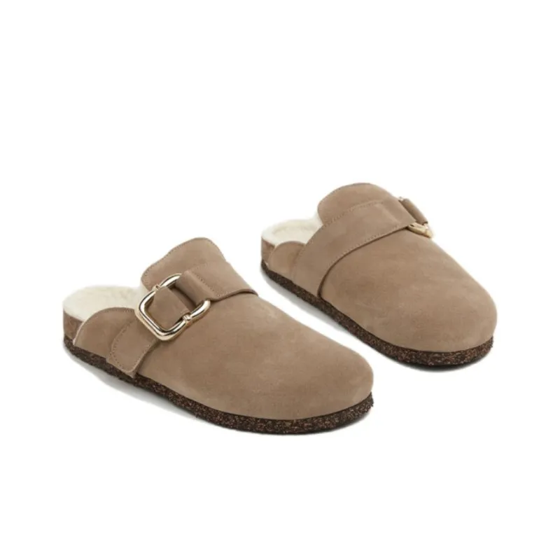 FLATTERED Cora Closed Toe Slippers 1cm Women's Brown Beige-1