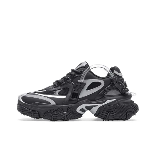 Cabbeen Chunky Sneakers Men Low-Top Coal Black