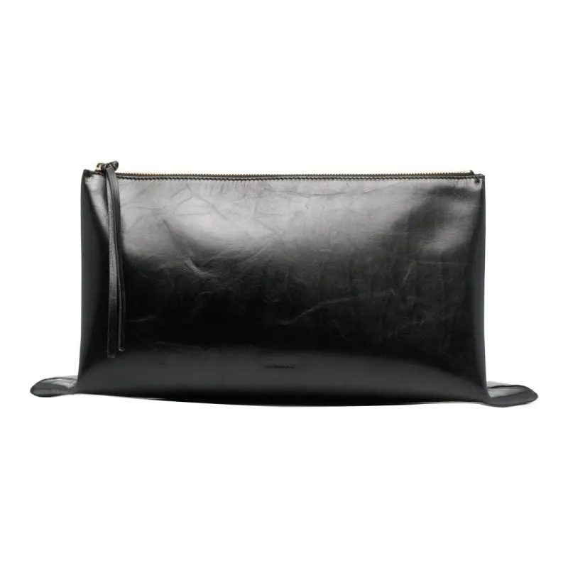 JIL SANDER Logo Embossed Zipped Clutch Bag-0