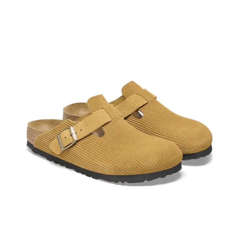 Birkenstock Boston Suede Embossed Corduroy Narrow 'Cork Brown'-2