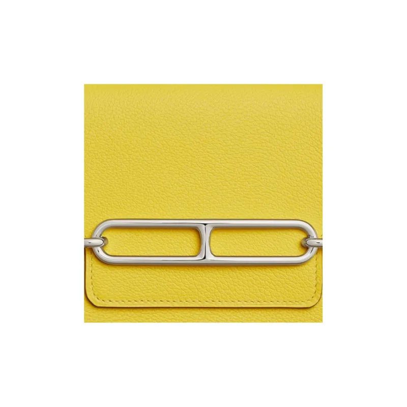 HERMES Roulis Evercolor Calfskin Pig Nose Clutch, Fanny Pack, Wallet Regular Women's Lime/White-3