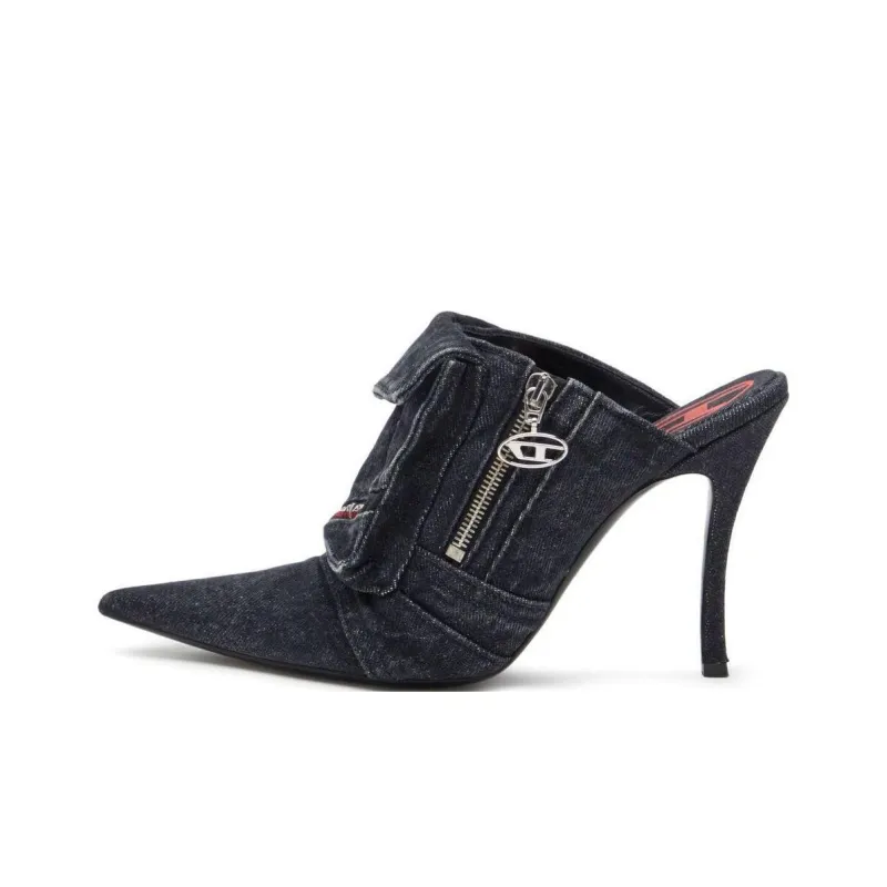 DIESEL D-Venus Pocket 100mm Denim Mules-0