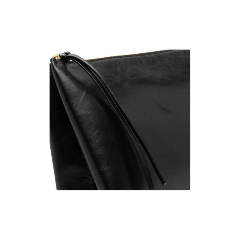 JIL SANDER Logo Embossed Zipped Clutch Bag-3