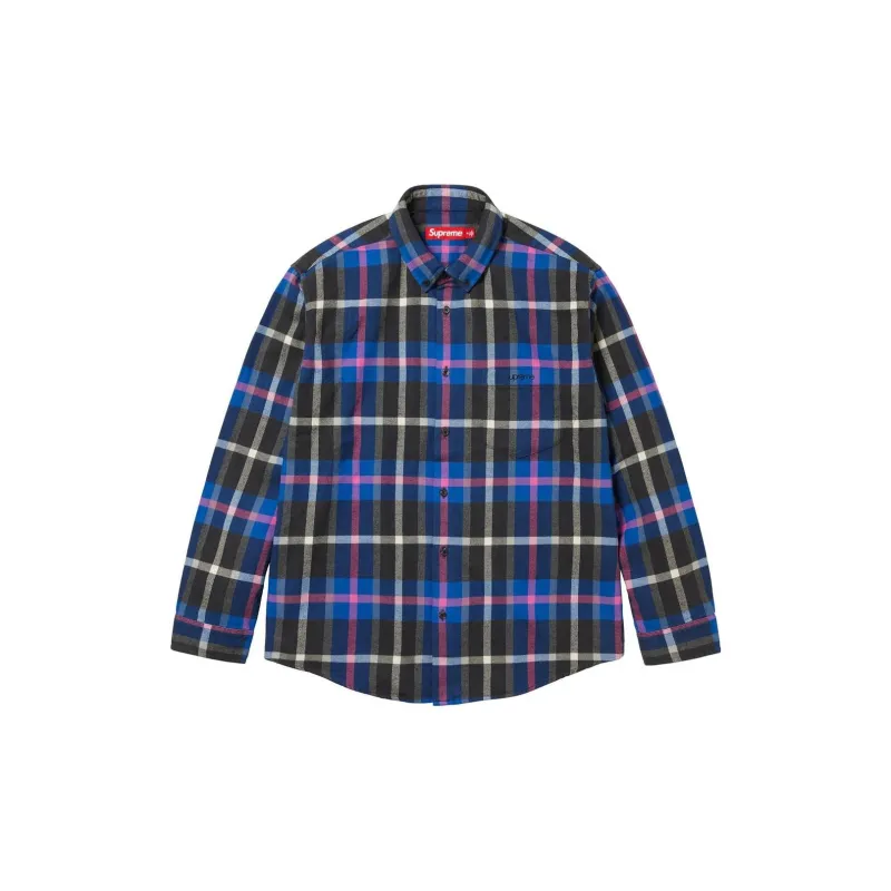 Supreme Plaid Flannel Shirt FW23 Blue L - POIZON