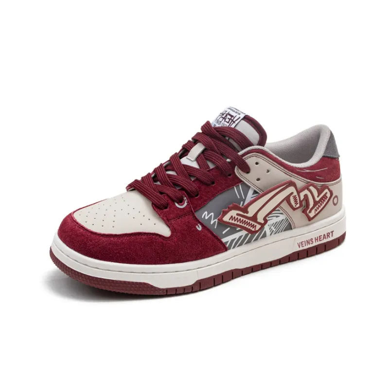 MR.A Low Top Skateboard Shoes Unisex Burgundy-1
