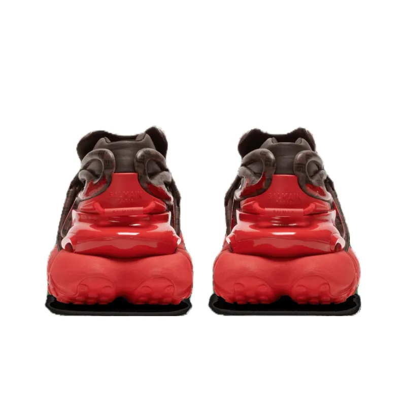 BALMAIN Unicorn Low 'Monogram - Brown Red'-3