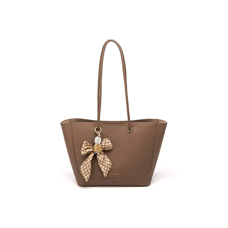 CinvaiKrose Cow Leather Tote Bag, Shopping Bag, Handbag Women's Light Coffee/Apricot-1