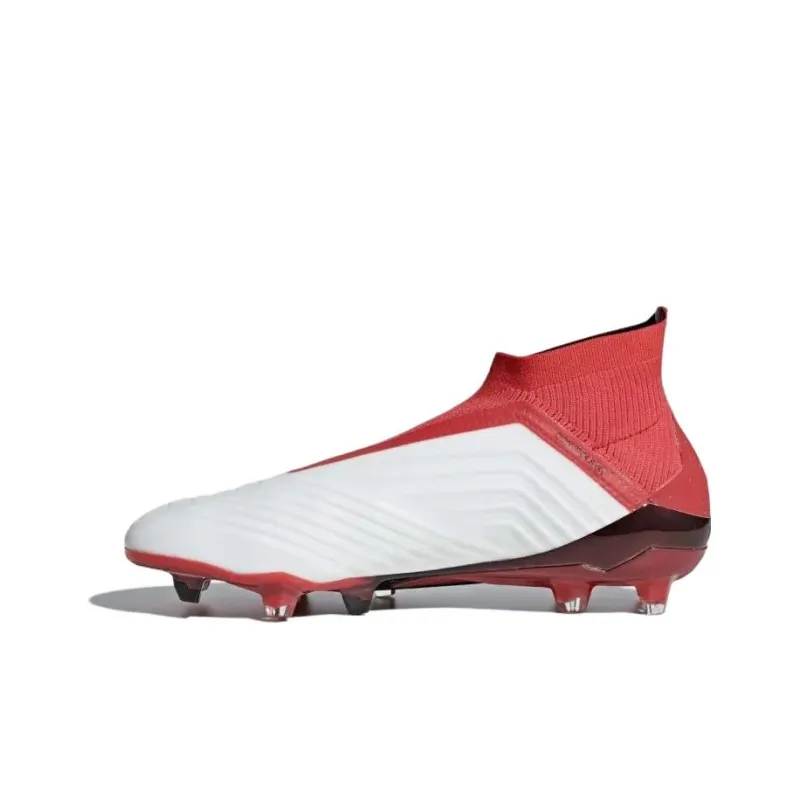 Adidas Predator 18+ FG Firm Ground Natural Ground Cushioning, Wear Resistant Soccer Shoes Men's White Red-1