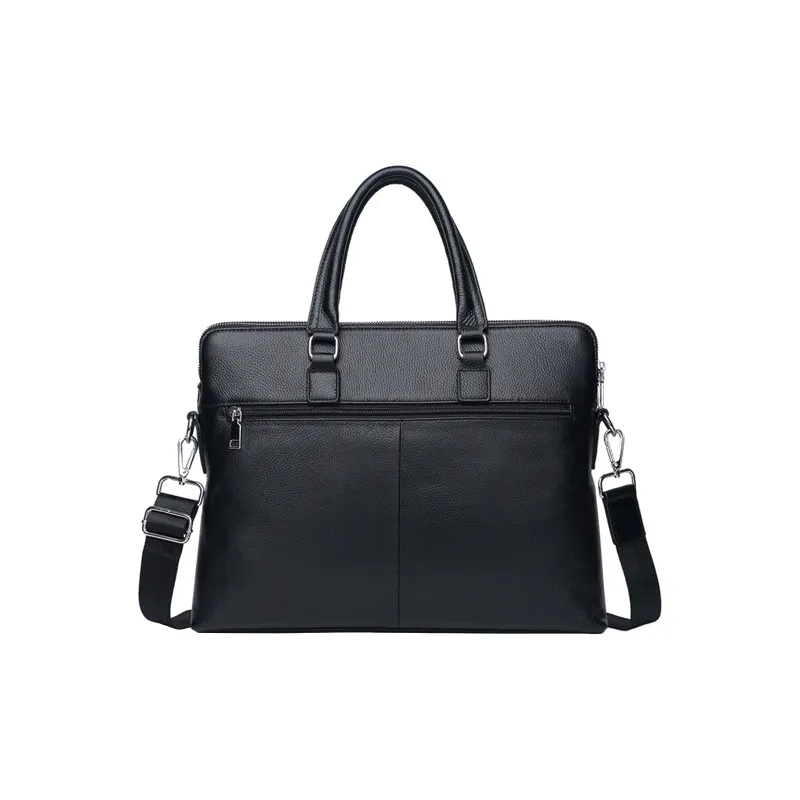 Slazenger Genuine Leather Portable One Shoulder Crossbody Briefcases Regular Men's Black-3