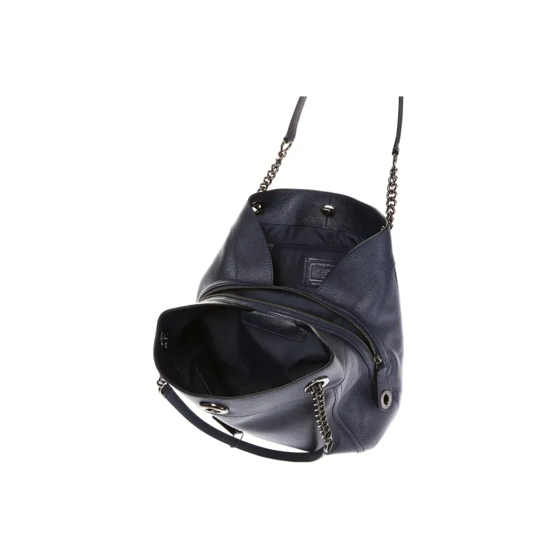 COACH Edie Pebbled Leather Tote Bag Shopping Bag Handbag Shoulder Bag Women's Dark Blue-3