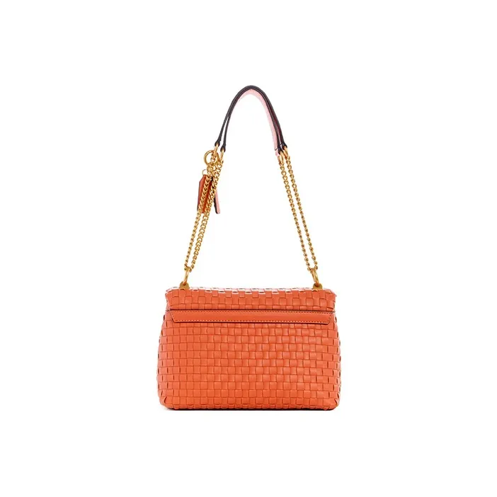 GUESS Litchi Grain Artificial Leather Shoulder Bag Crossbody Bag Women's Orange-2