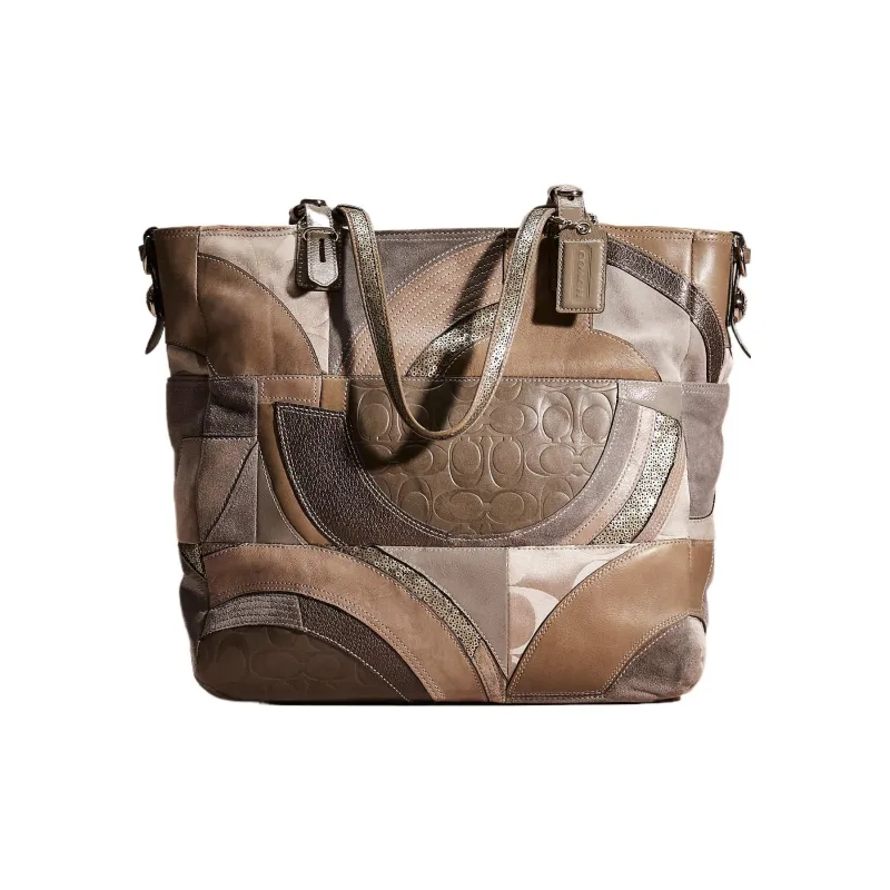 COACH Zip Top Tote Cotton Sateen Tote Bag Shopping Bag Handbags Large Size Women's Gray/Graphite-0