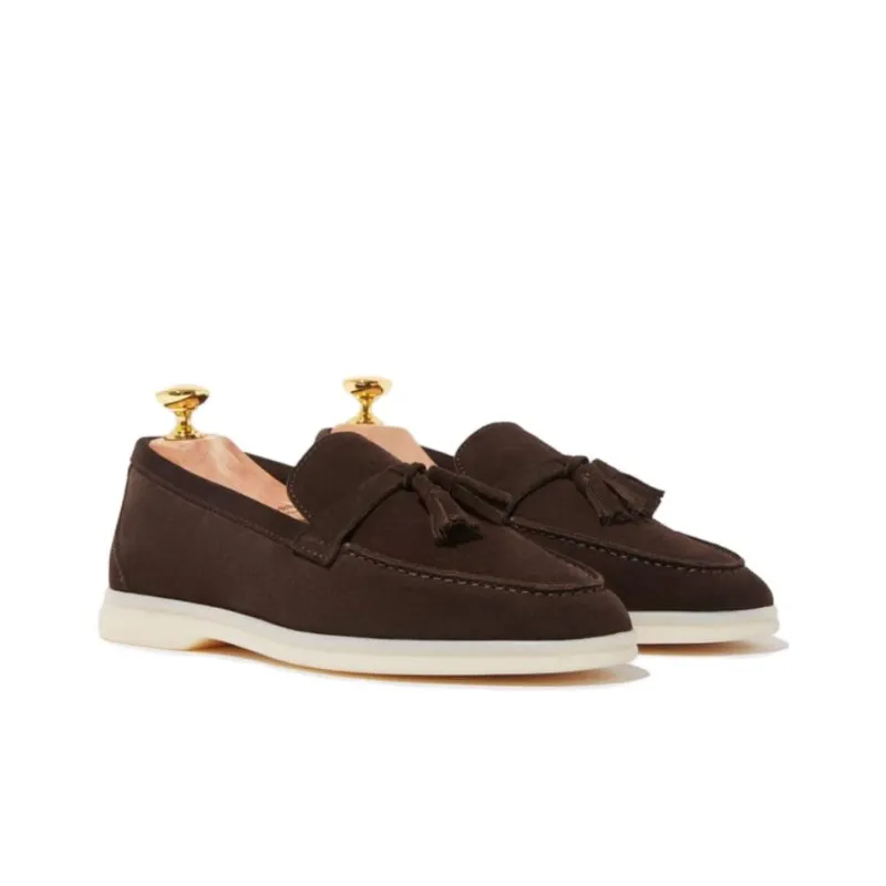 SCAROSSO Leandra Tassel detail Suede Loafers Women's-2