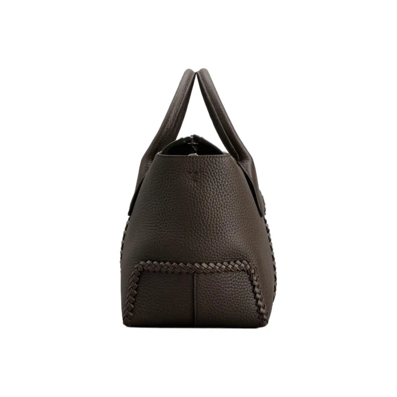 TOD'S DI Grained Leather Tote Bag Shopping Bag Handbag Small Size Women's Brown-2