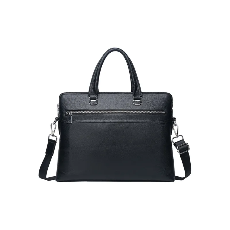 Slazenger Genuine Leather Portable One Shoulder Crossbody Briefcases Regular Men's Black-1