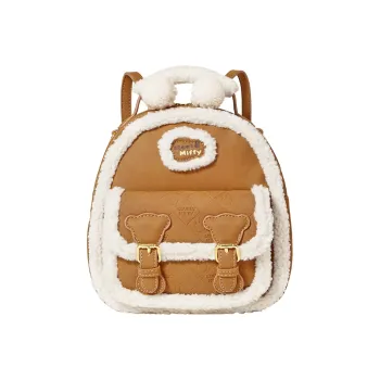 Miffy Plush Patchwork Backpack Medium Size Women's Brown/Ecru