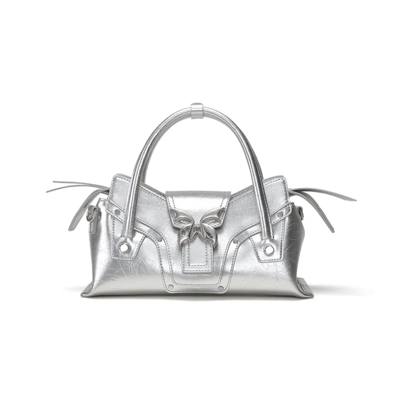 Omentar Cow Leather One Shoulder Handbags Small Size Women's Silver/Black/White-0