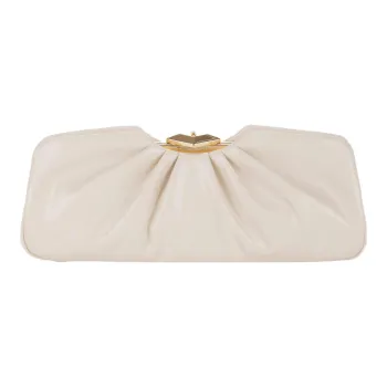 Elisabetta Franchi Synthetic Leather Clutch Large Size Women's Oat