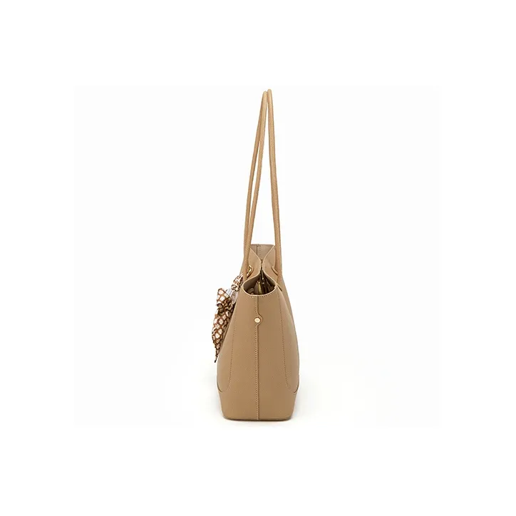 CinvaiKrose Cow Leather Tote Bag, Shopping Bag, Handbag Women's Light Coffee/Apricot-11
