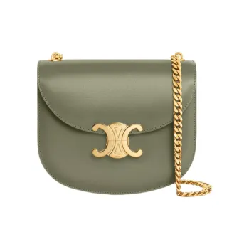 CELINE BesaceTriomphe Cow Leather Crossbody Bag, Shoulder Bag Women's Soft Khaki