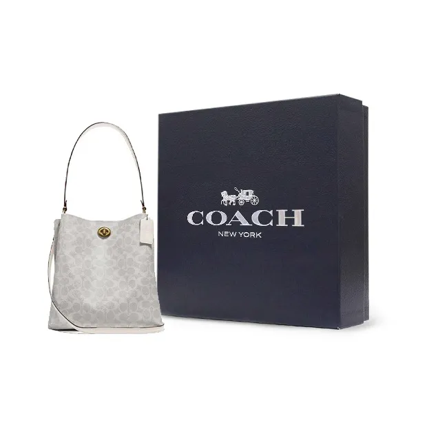 COACH Charlie Canvas With Leather Bucket Bags Crossbody Bag, Shoulder Bag Women's Pink White-5