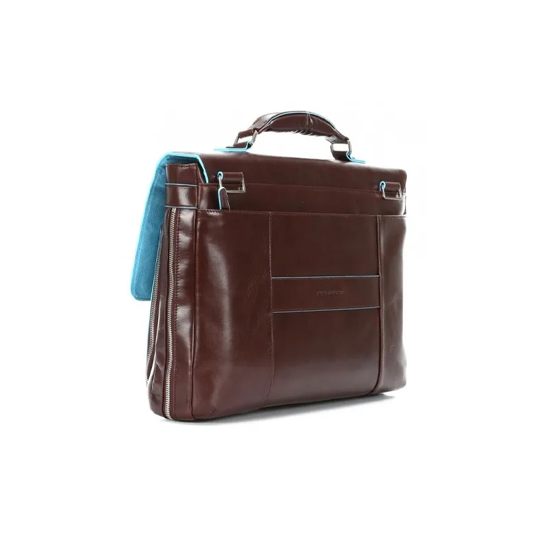 PIQUADRO Leather Briefcase Shoulder Bag Crossbody Bag Handbag Regular Unisex Brown-3