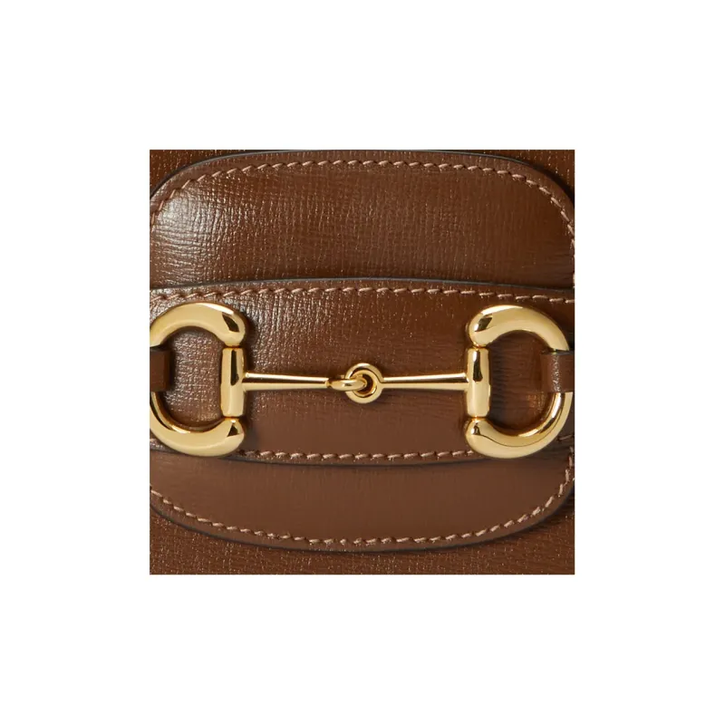 GUCCI Horsebit 1955 Leather Saddle Bag Flap Bag Shoulder Bag Mini Unisex Brown-7