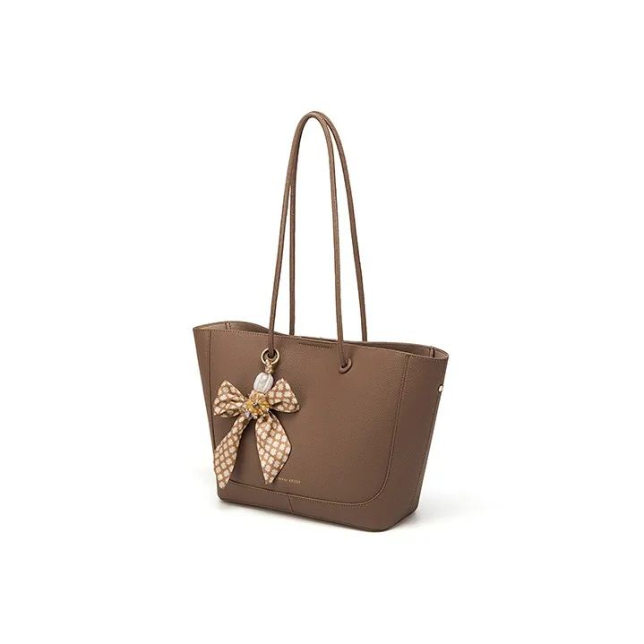 CinvaiKrose Cow Leather Tote Bag, Shopping Bag, Handbag Women's Light Coffee/Apricot-2