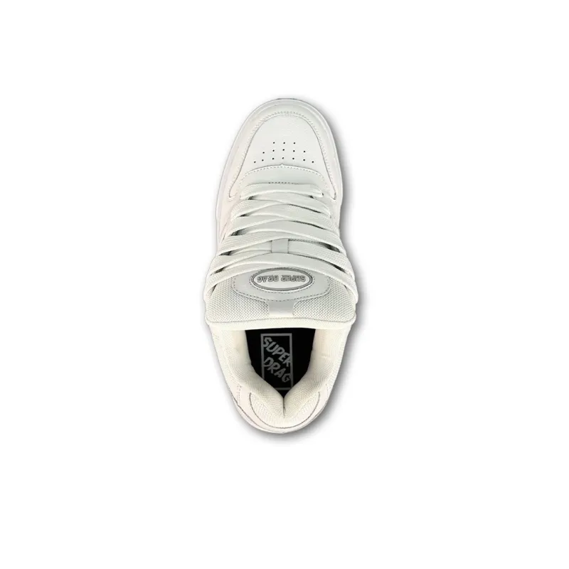 LuzaoT SUPER DRAG Anti Slip Wear Resistant Low Top Skateboard Shoes Unisex Pure White-3