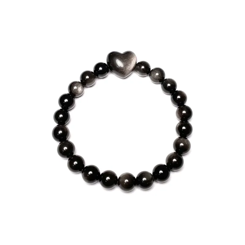 MOUNTAINS AND MANS Silver Sheen Obsidian Bracelets Unisex-9